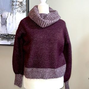 Nine West Plum Heathered Cowl Neck Sweater